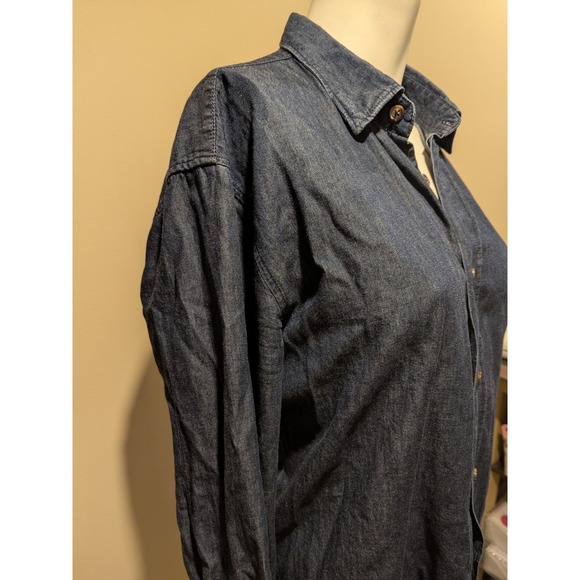 H&M Denim Women's Shirt Top Blouse Long Sleeve Dark Wash Size M - Picture 4 of 10